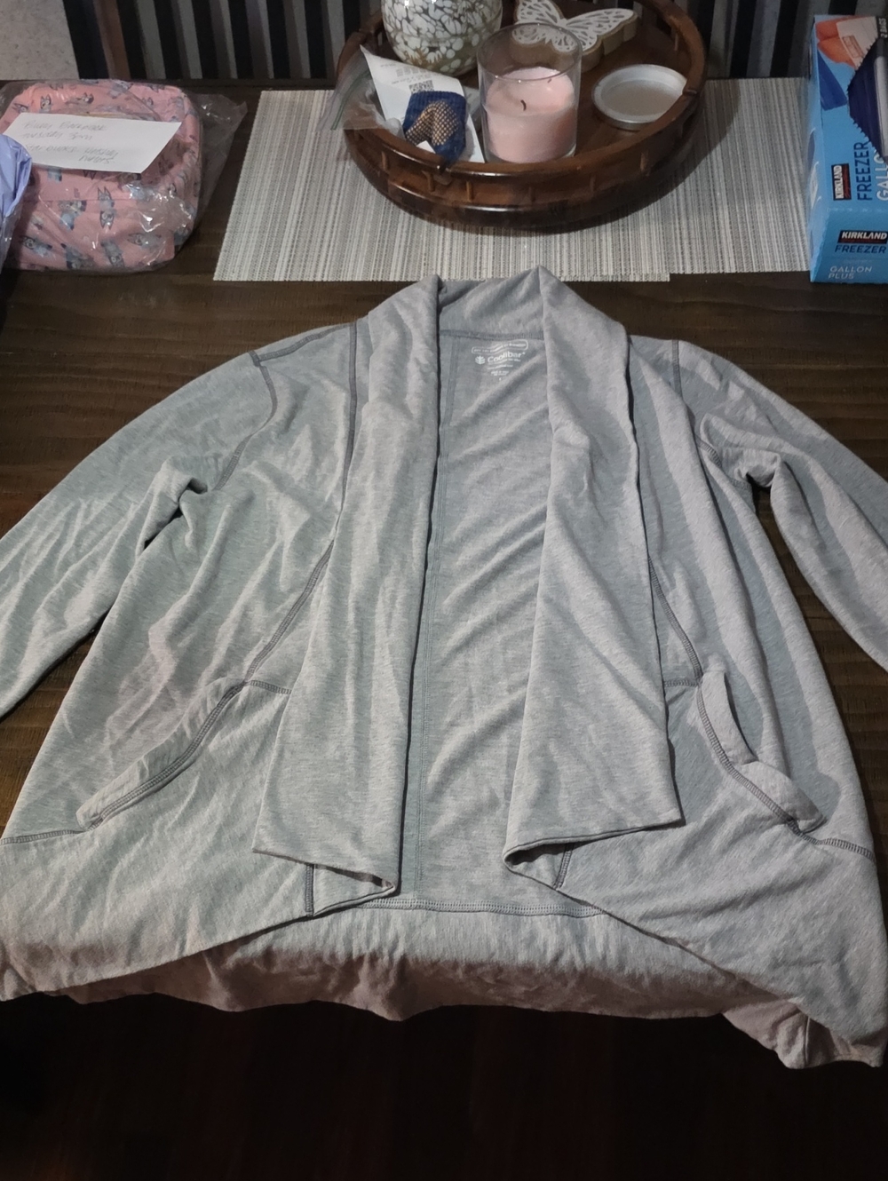 Coolibar UV Protection Light Gray Open-Front Draped Jacket